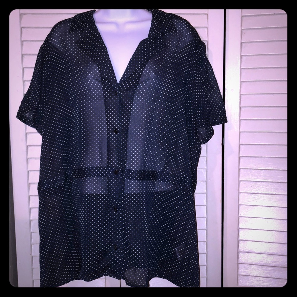 Sheer Polka Dot Button down Shirt